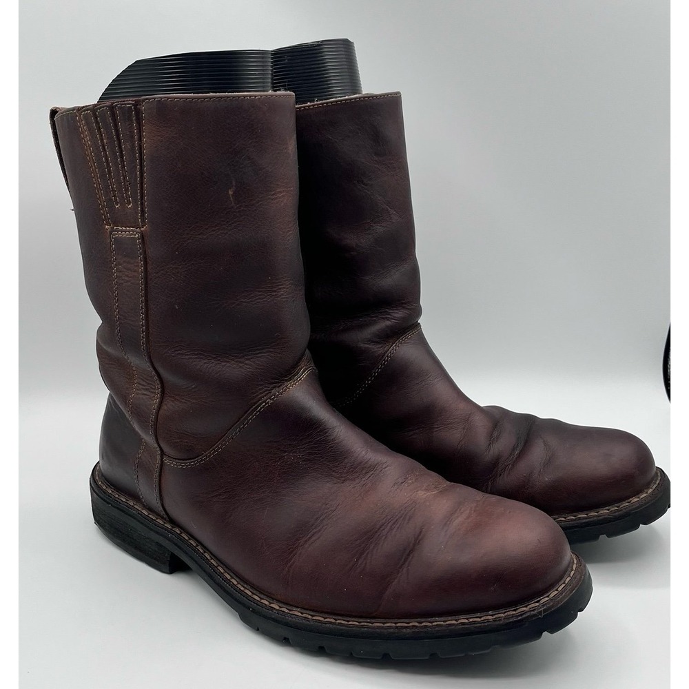 Cole Haan Mens 9M Brown Leather Waterproof Boots Nike Air Sole Shearling Lined‎